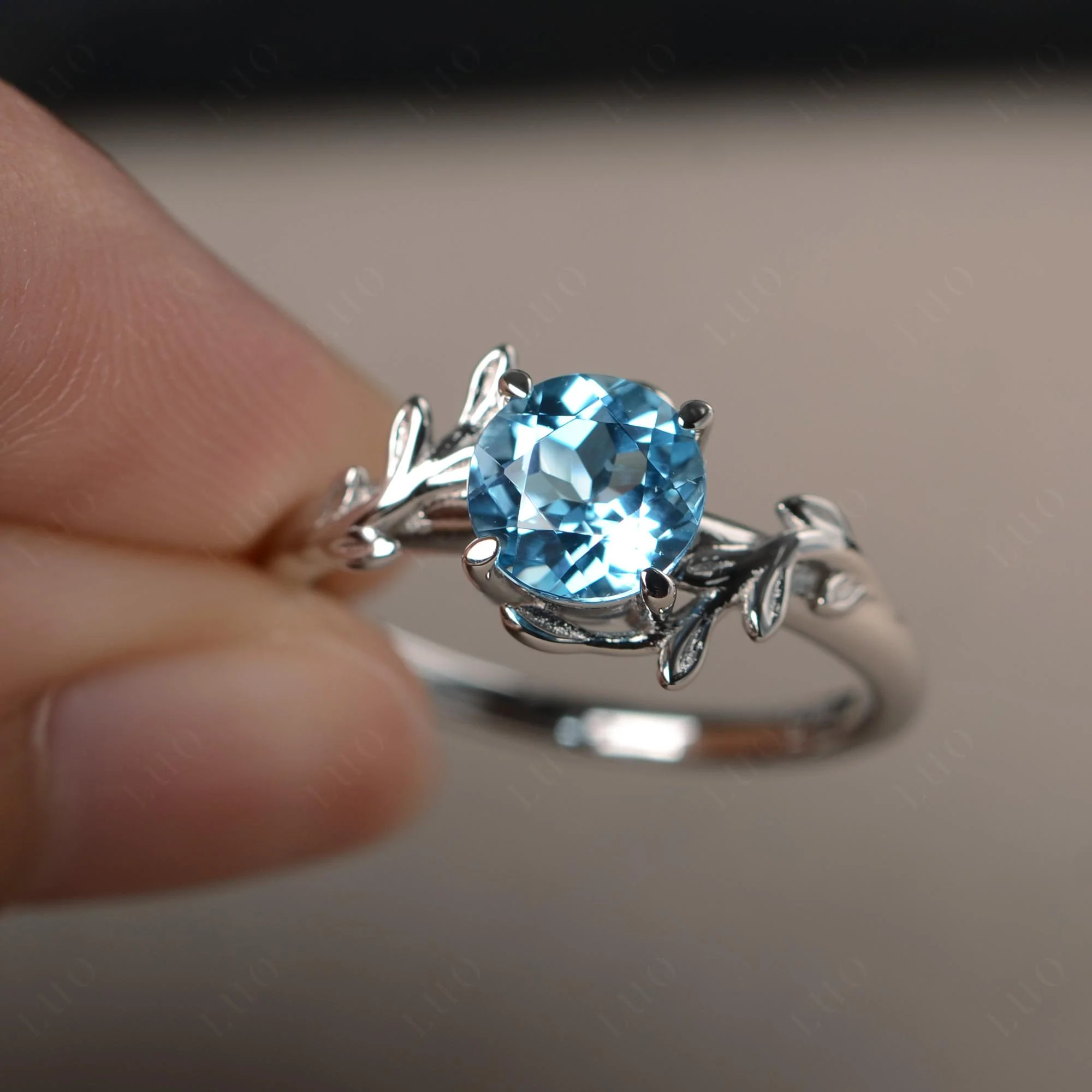 Swiss Blue Topaz Vine Ring - Image 29