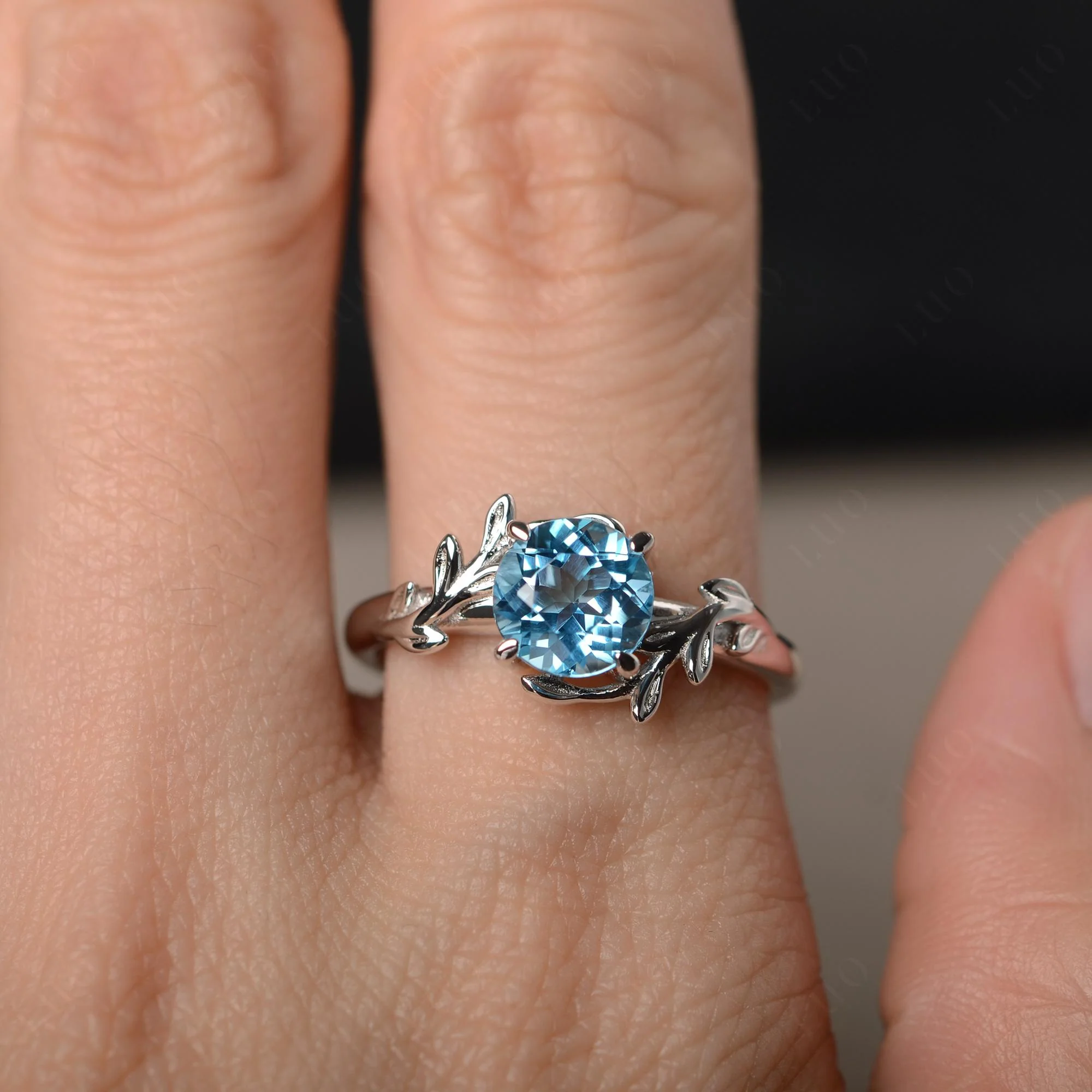 Swiss Blue Topaz Vine Ring - Image 32