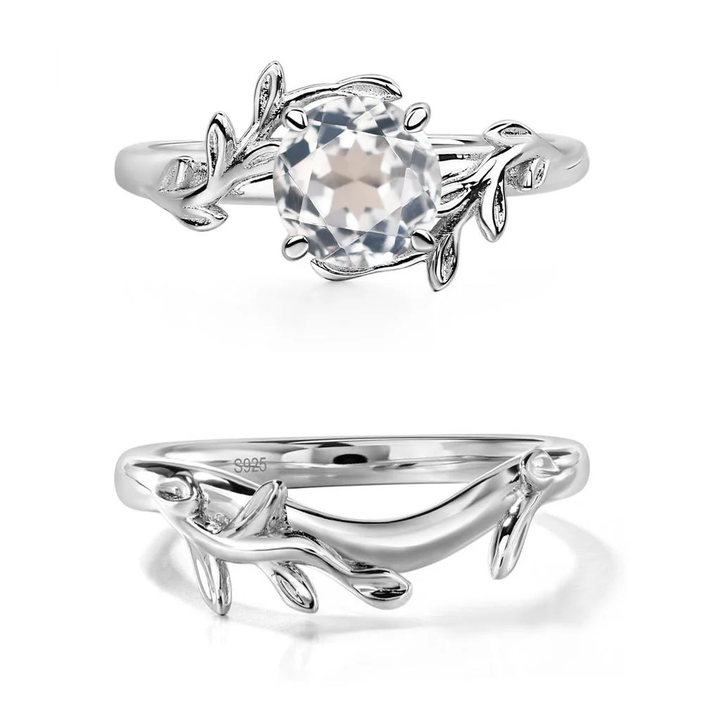 White Topaz Leaf and Vine Ring - Image 27