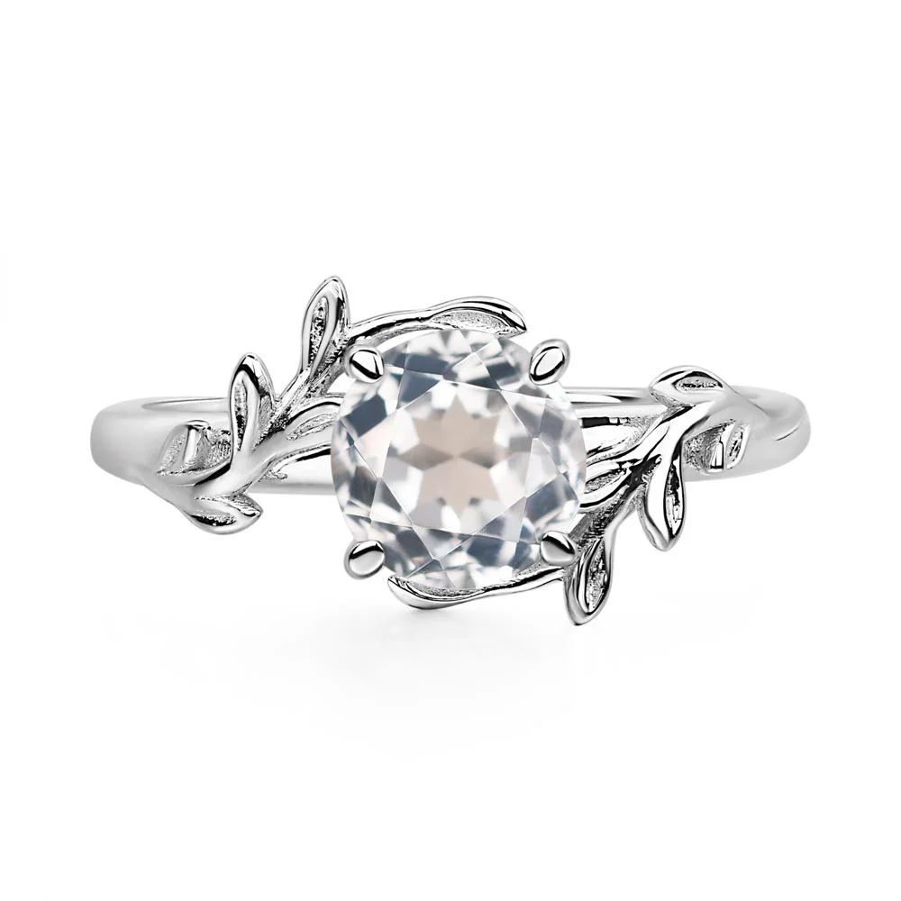 White Topaz Leaf and Vine Ring - Image 3