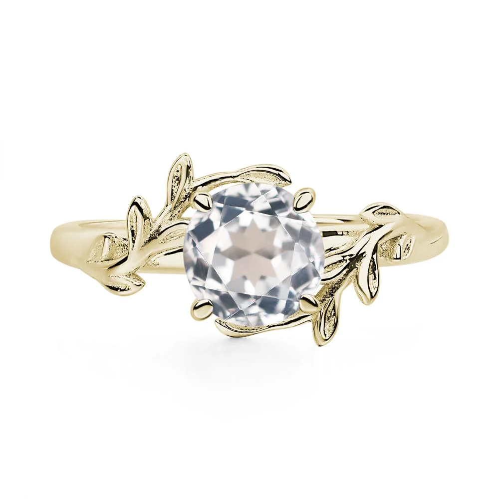 White Topaz Leaf and Vine Ring - Image 9