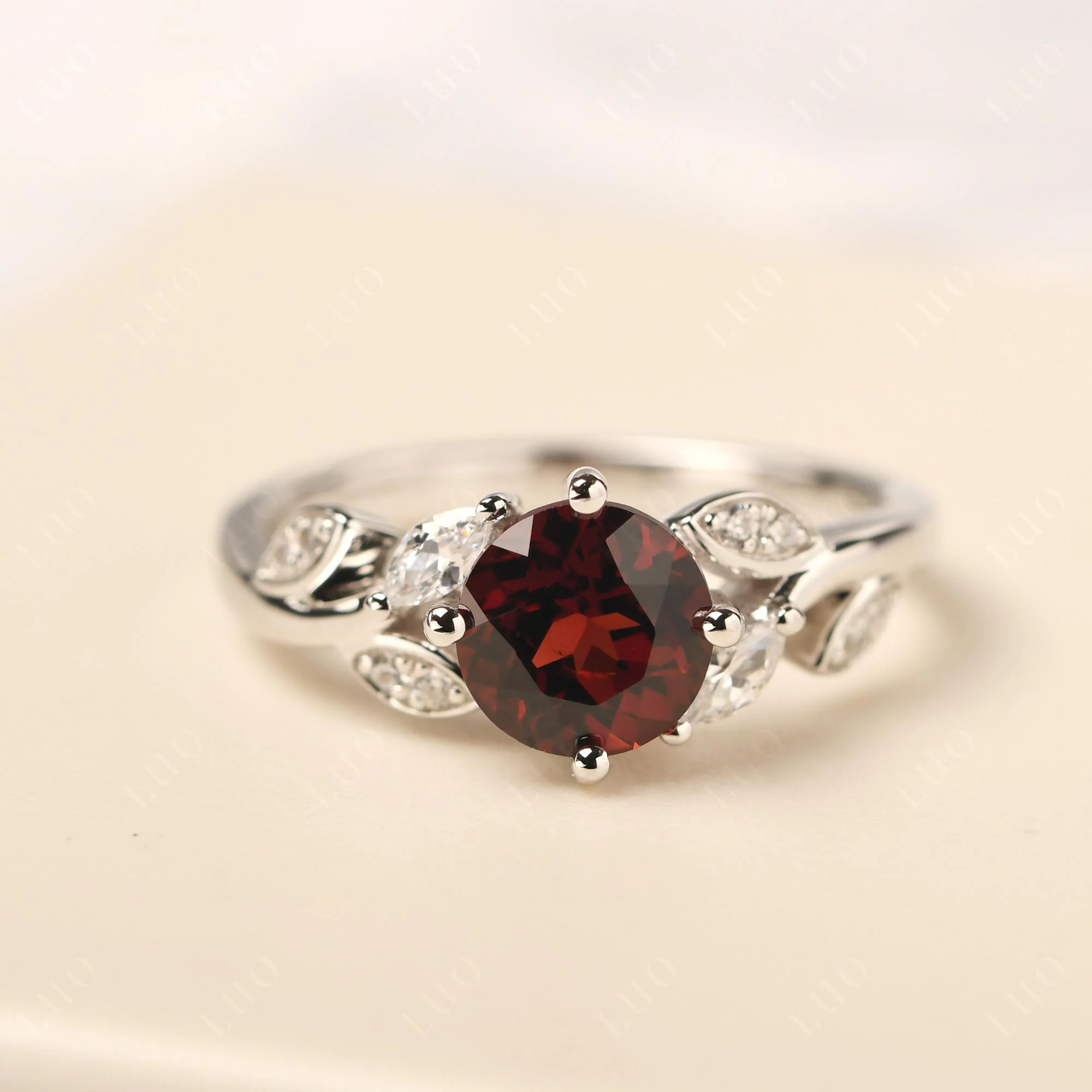 Vine Leaf Garnet Engagement Ring - Image 29