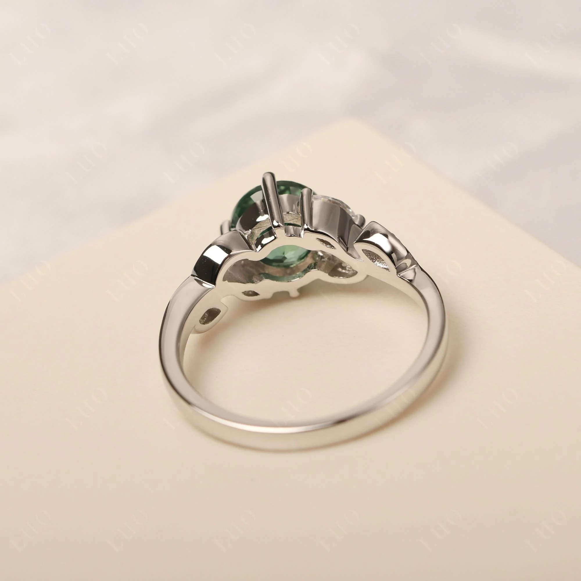Vine Leaf Green Sapphire Engagement Ring - Image 31