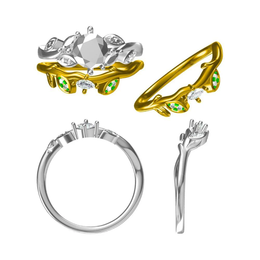 Vine Leaf Emerald Engagement Ring - Image 10