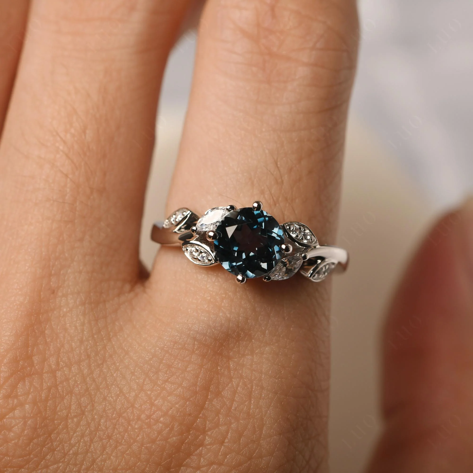 Vine Leaf London Blue Topaz Engagement Ring - Image 33