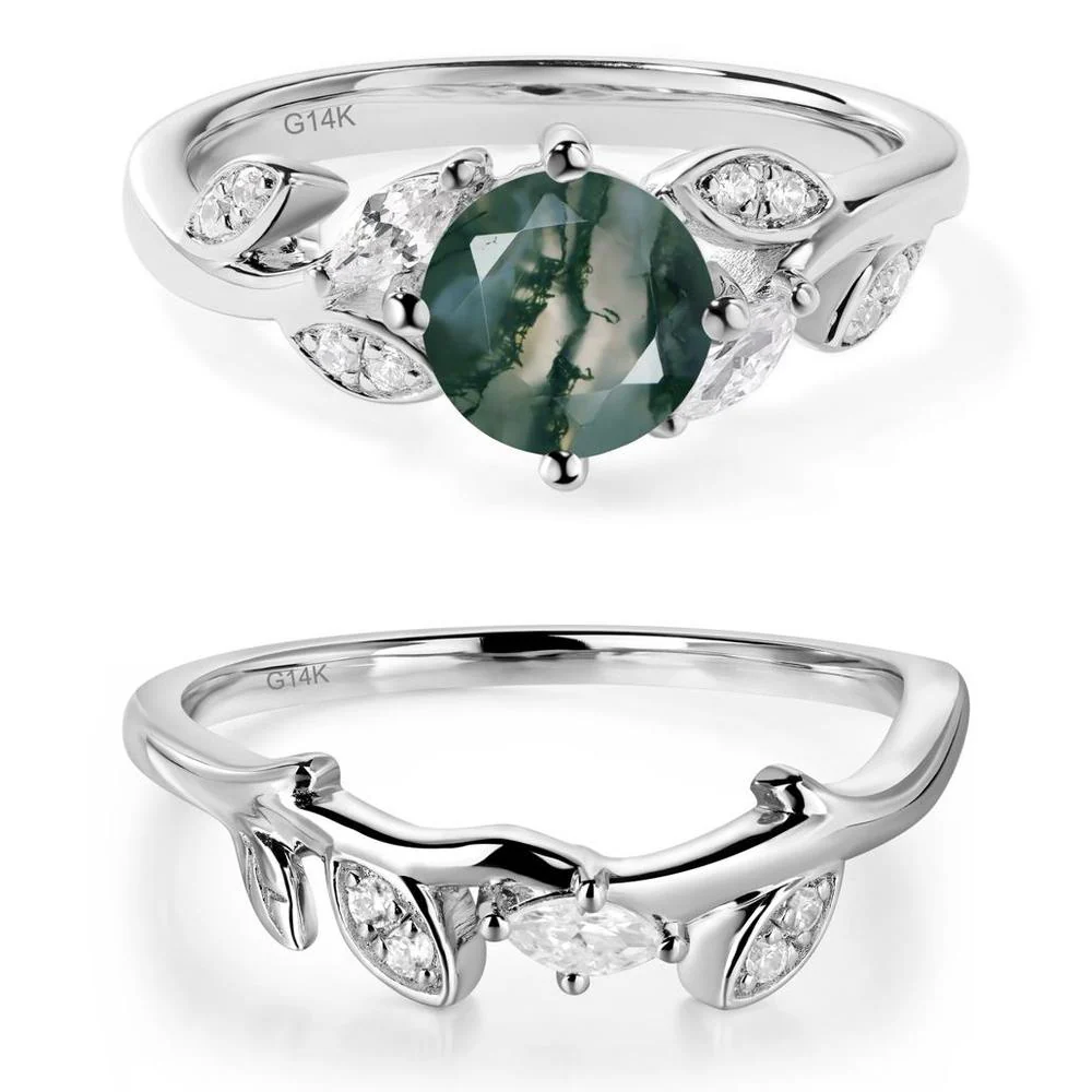 Vine Leaf Moss Agate Engagement Ring - Image 13