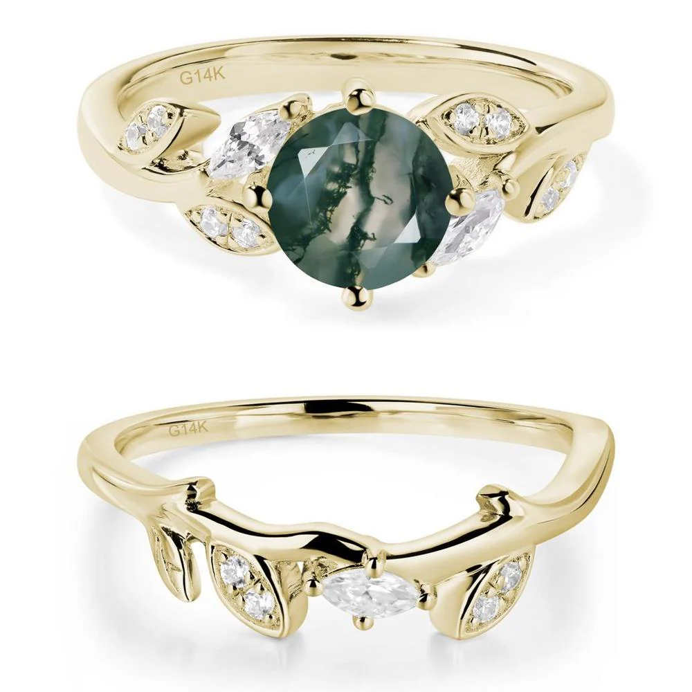 Vine Leaf Moss Agate Engagement Ring - Image 15