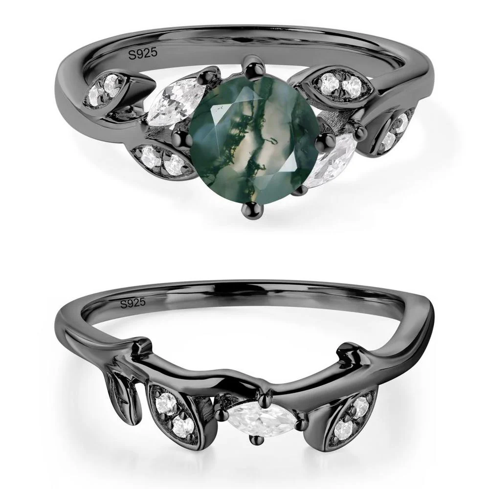 Vine Leaf Moss Agate Engagement Ring - Image 23