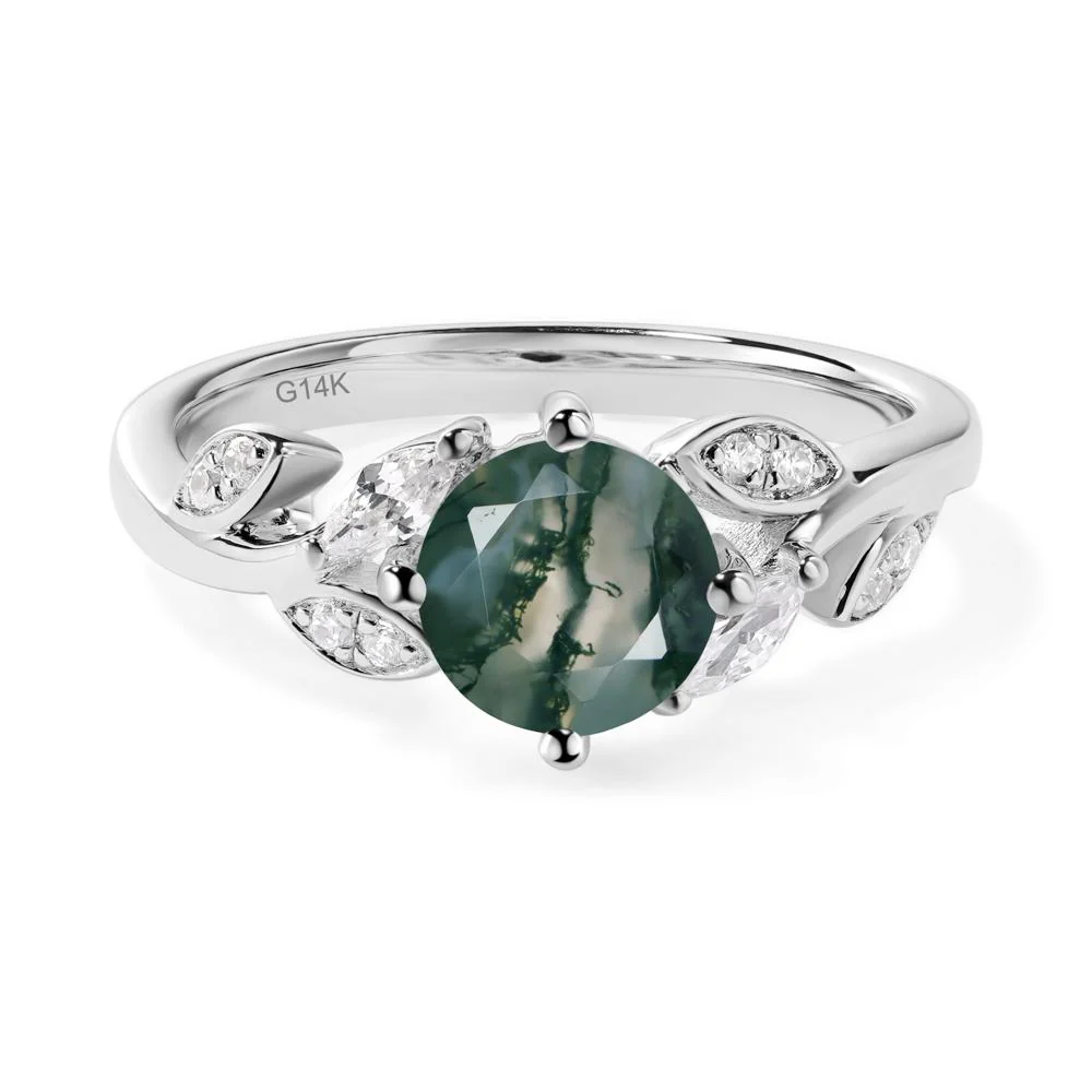 Vine Leaf Moss Agate Engagement Ring - Image 3