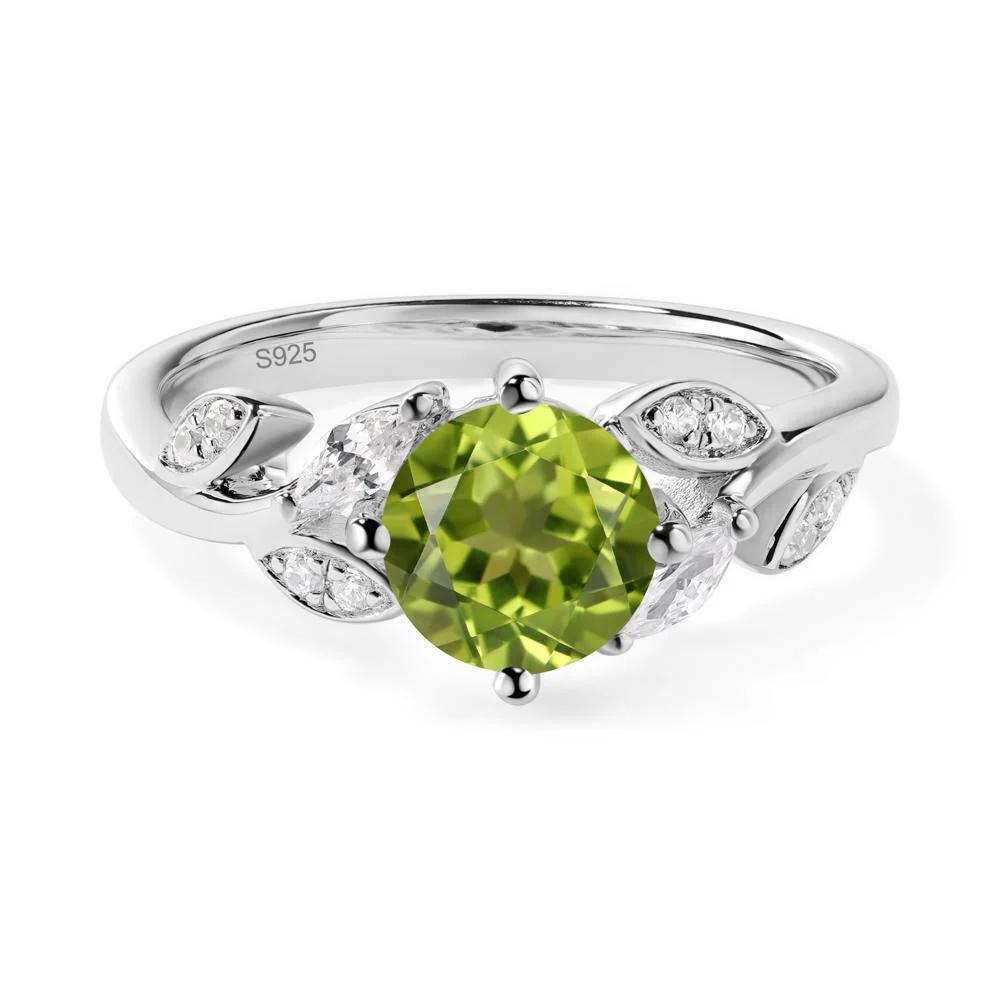 Vine Leaf Peridot Engagement Ring