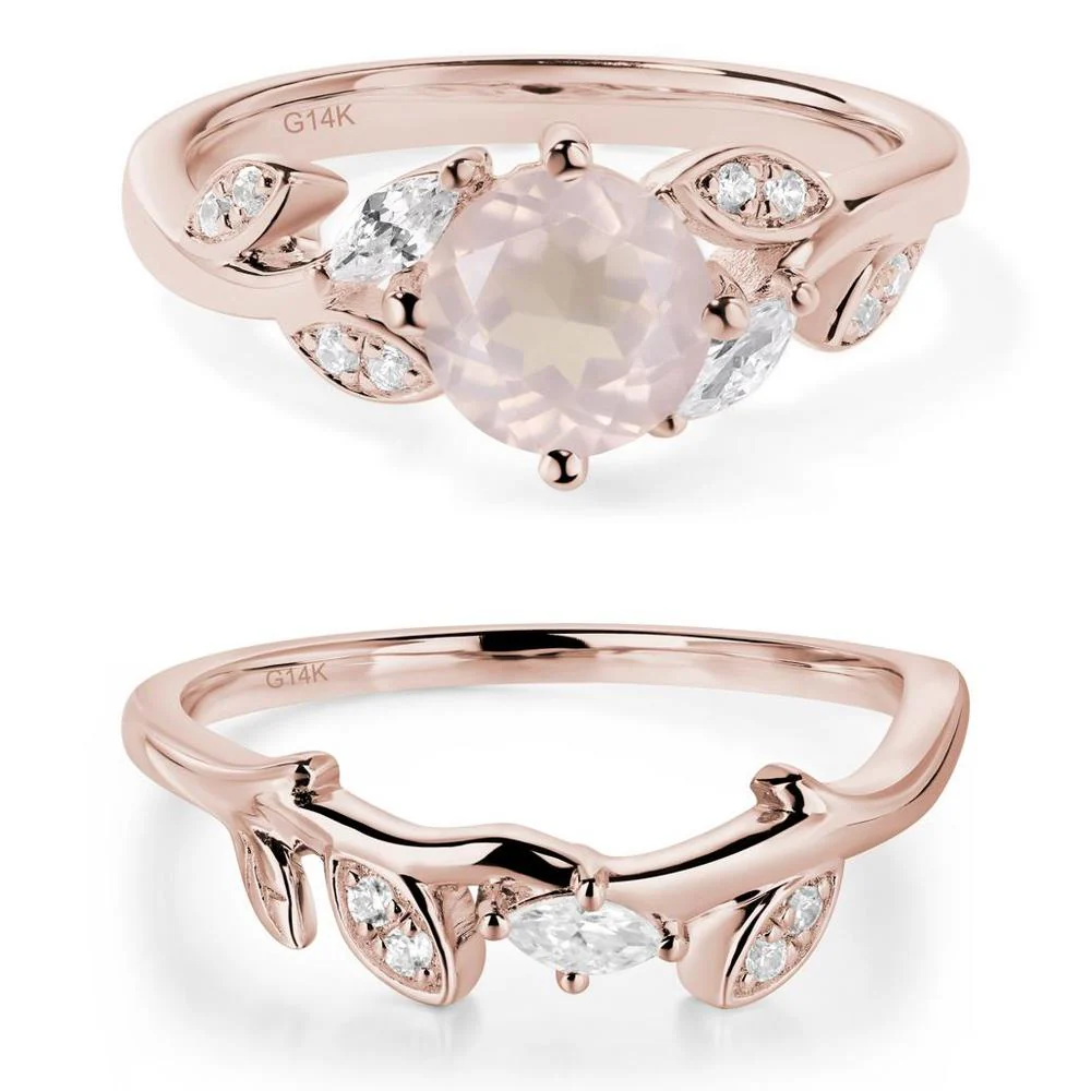 Vine Leaf Rose Quartz Engagement Ring - Image 11