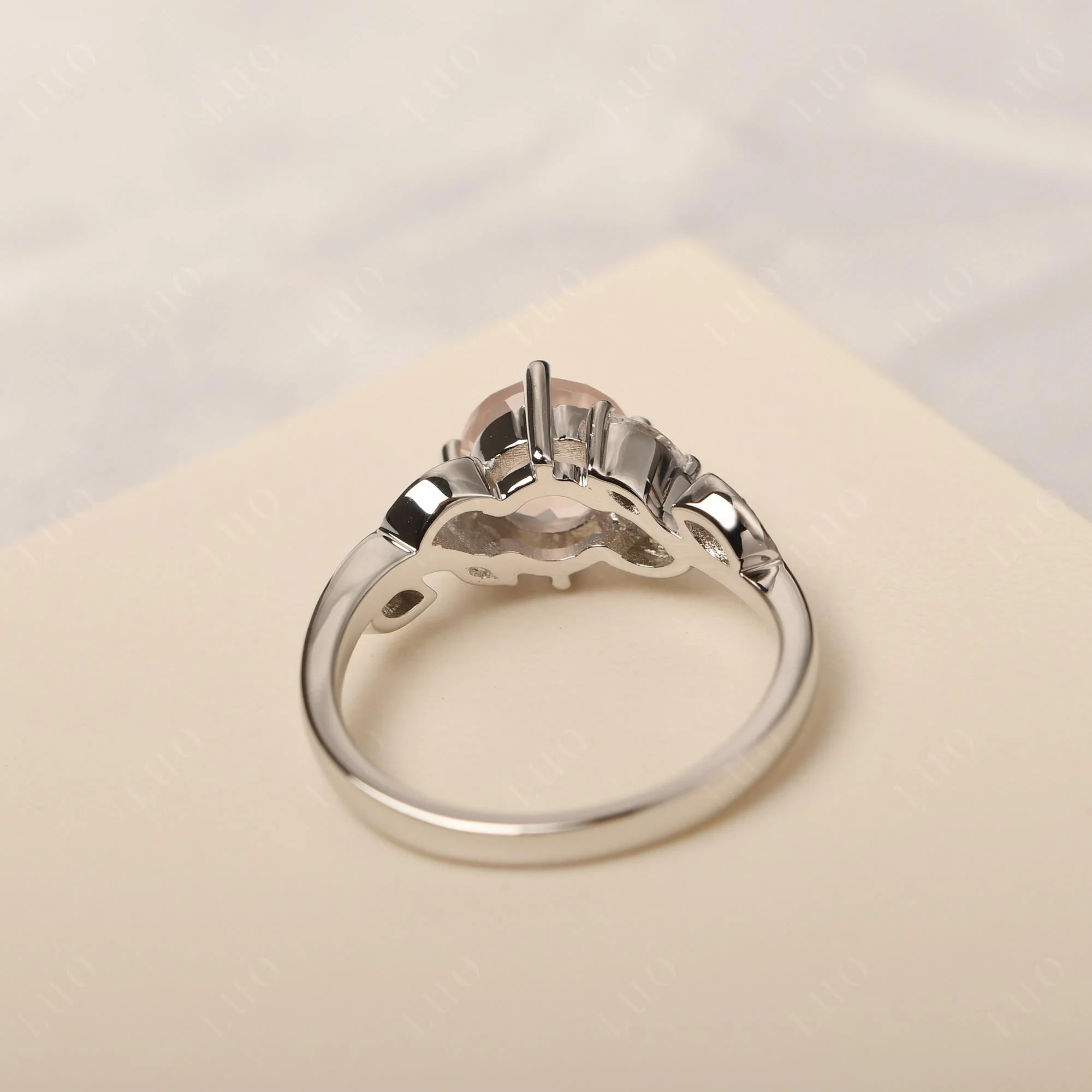 Vine Leaf Rose Quartz Engagement Ring - Image 30