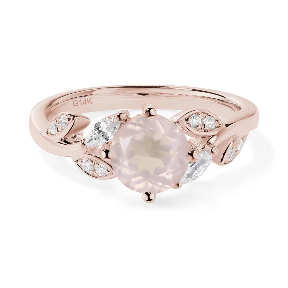 Vine Leaf Rose Quartz Engagement Ring - Image 5