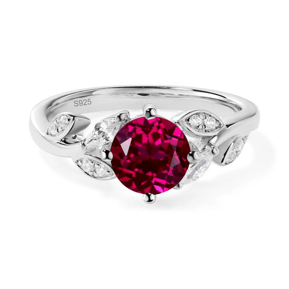 Vine Leaf Ruby Engagement Ring