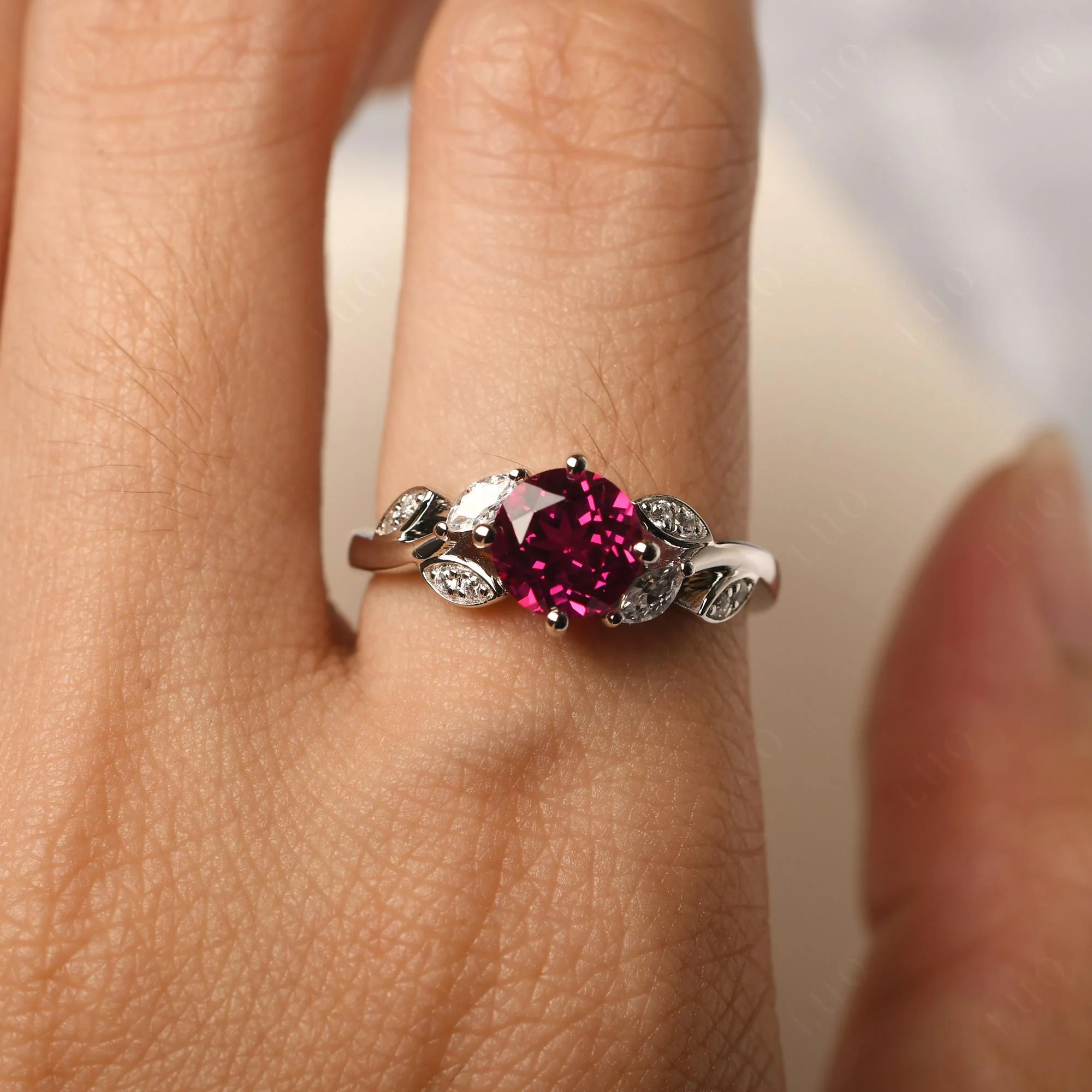 Vine Leaf Ruby Engagement Ring - Image 33