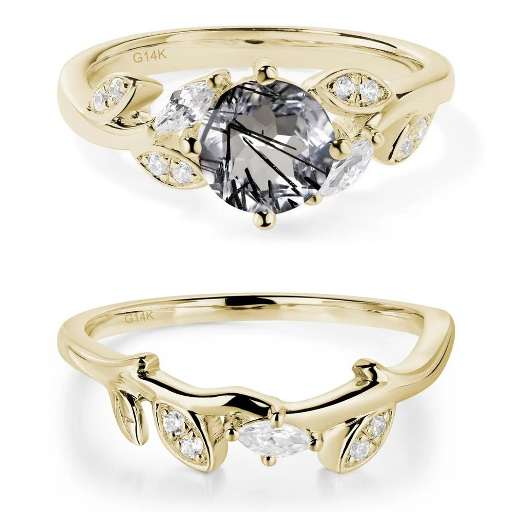Vine Leaf Black Rutilated Quartz Engagement Ring - Image 15