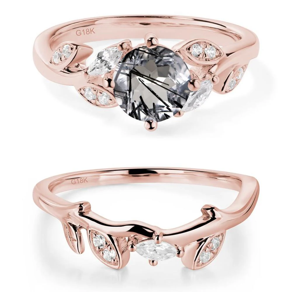 Vine Leaf Black Rutilated Quartz Engagement Ring - Image 17