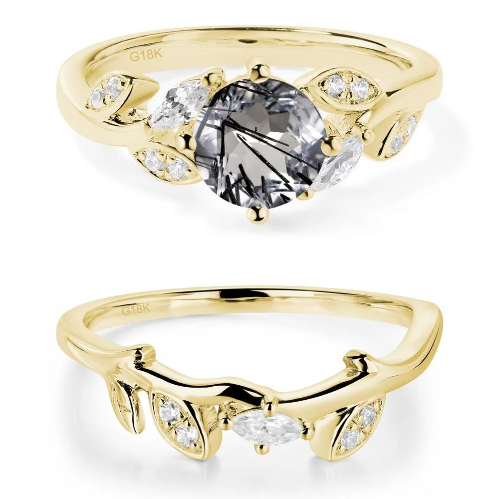 Vine Leaf Black Rutilated Quartz Engagement Ring - Image 21