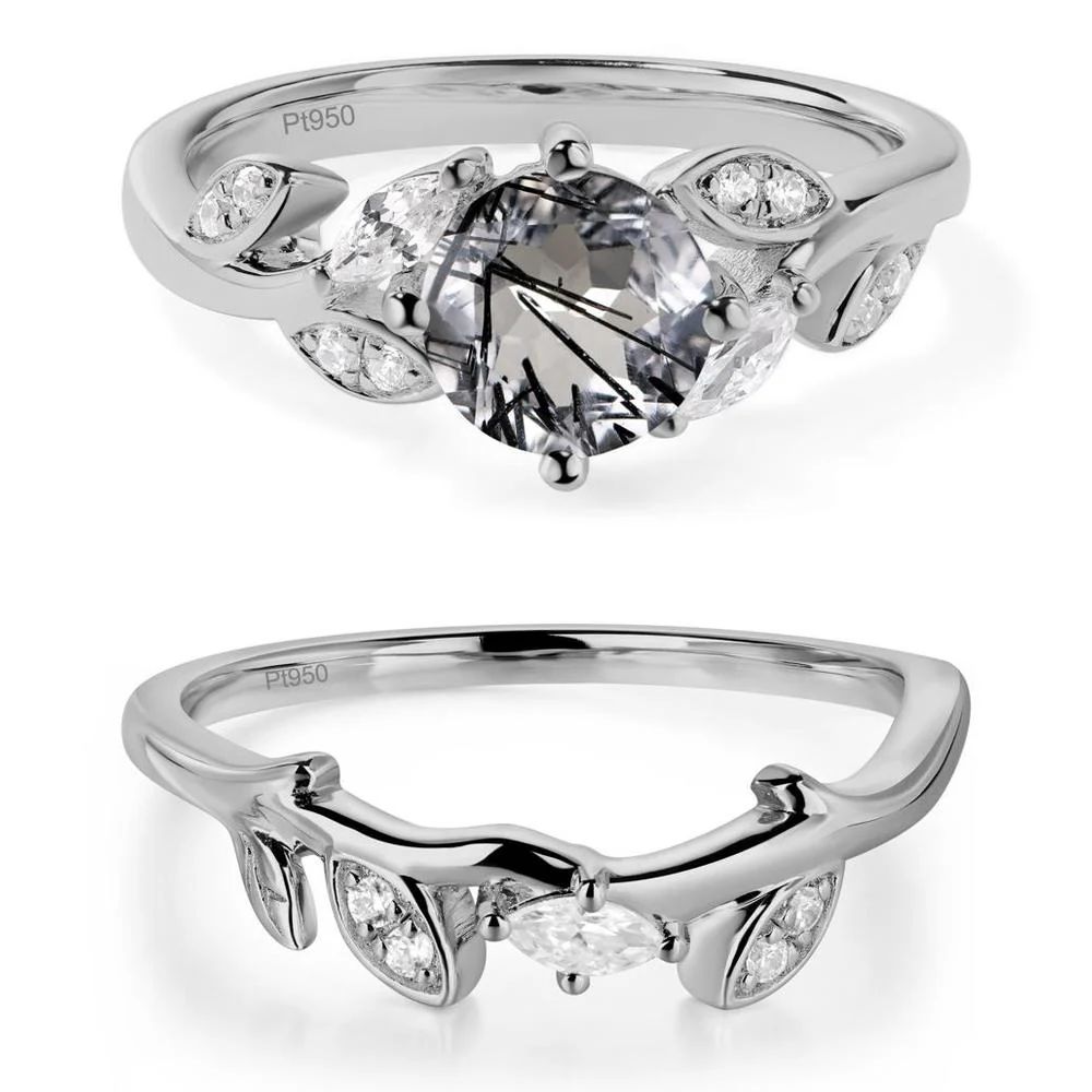 Vine Leaf Black Rutilated Quartz Engagement Ring - Image 25