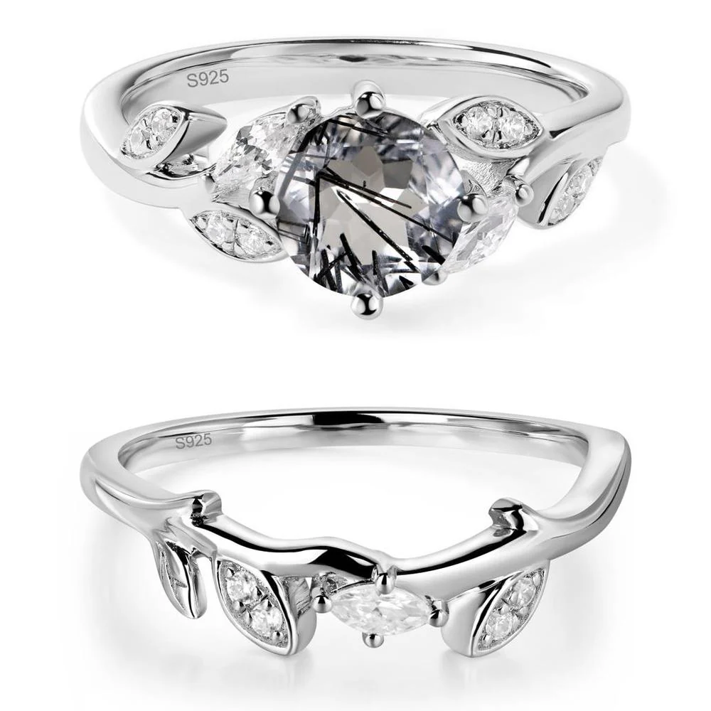 Vine Leaf Black Rutilated Quartz Engagement Ring - Image 27