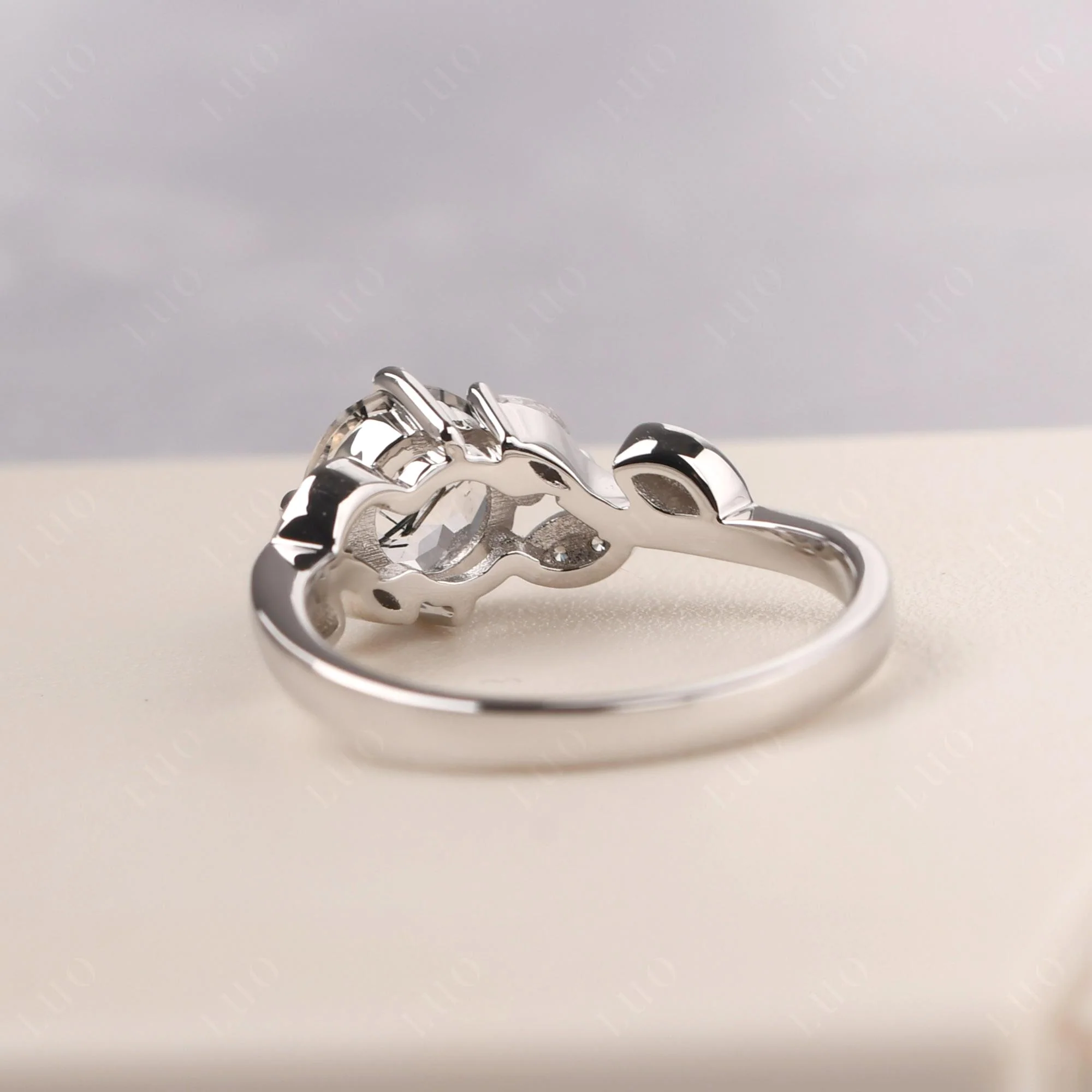 Vine Leaf Black Rutilated Quartz Engagement Ring - Image 31