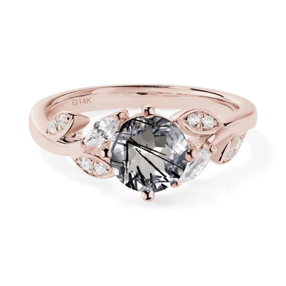 Vine Leaf Black Rutilated Quartz Engagement Ring - Image 5