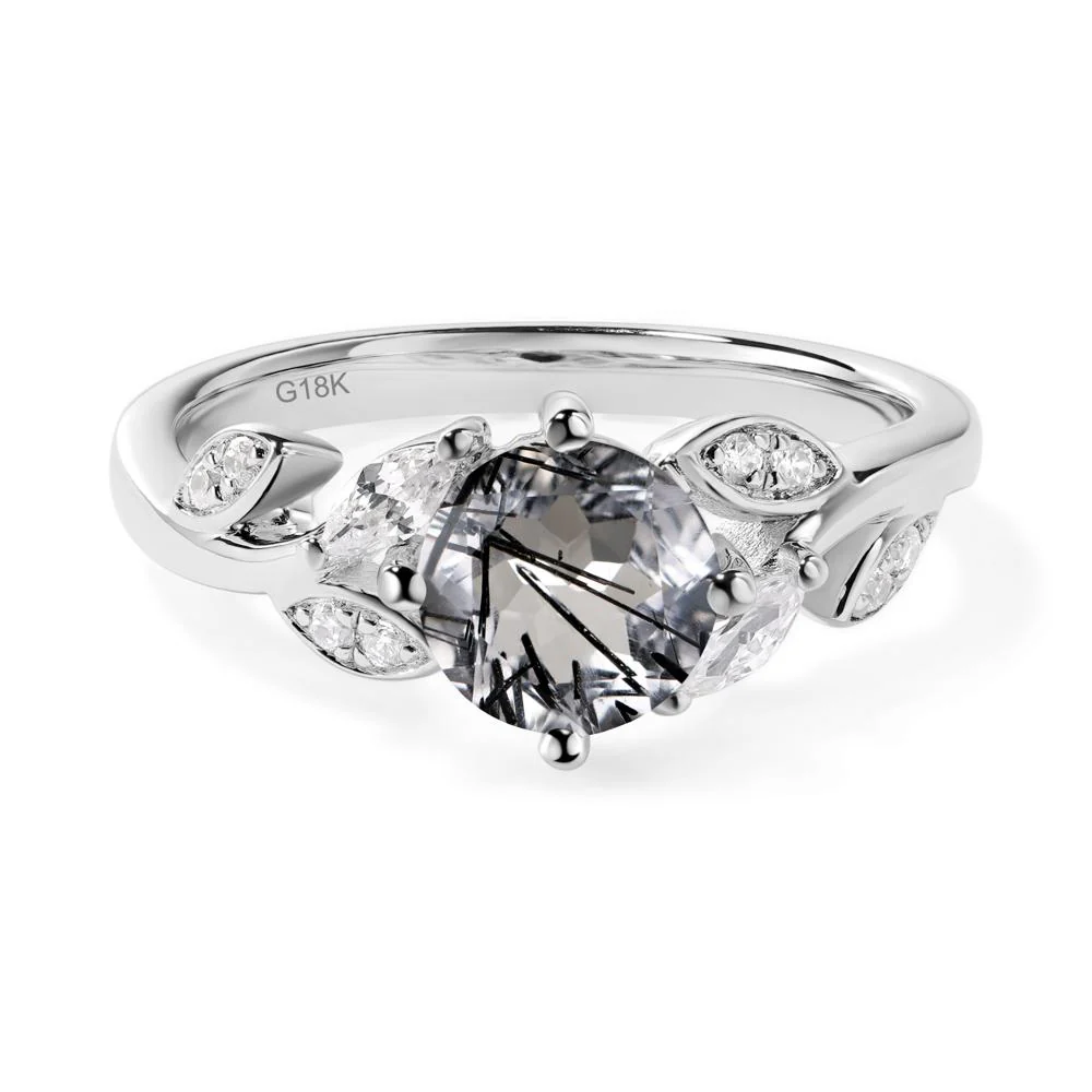 Vine Leaf Black Rutilated Quartz Engagement Ring - Image 6