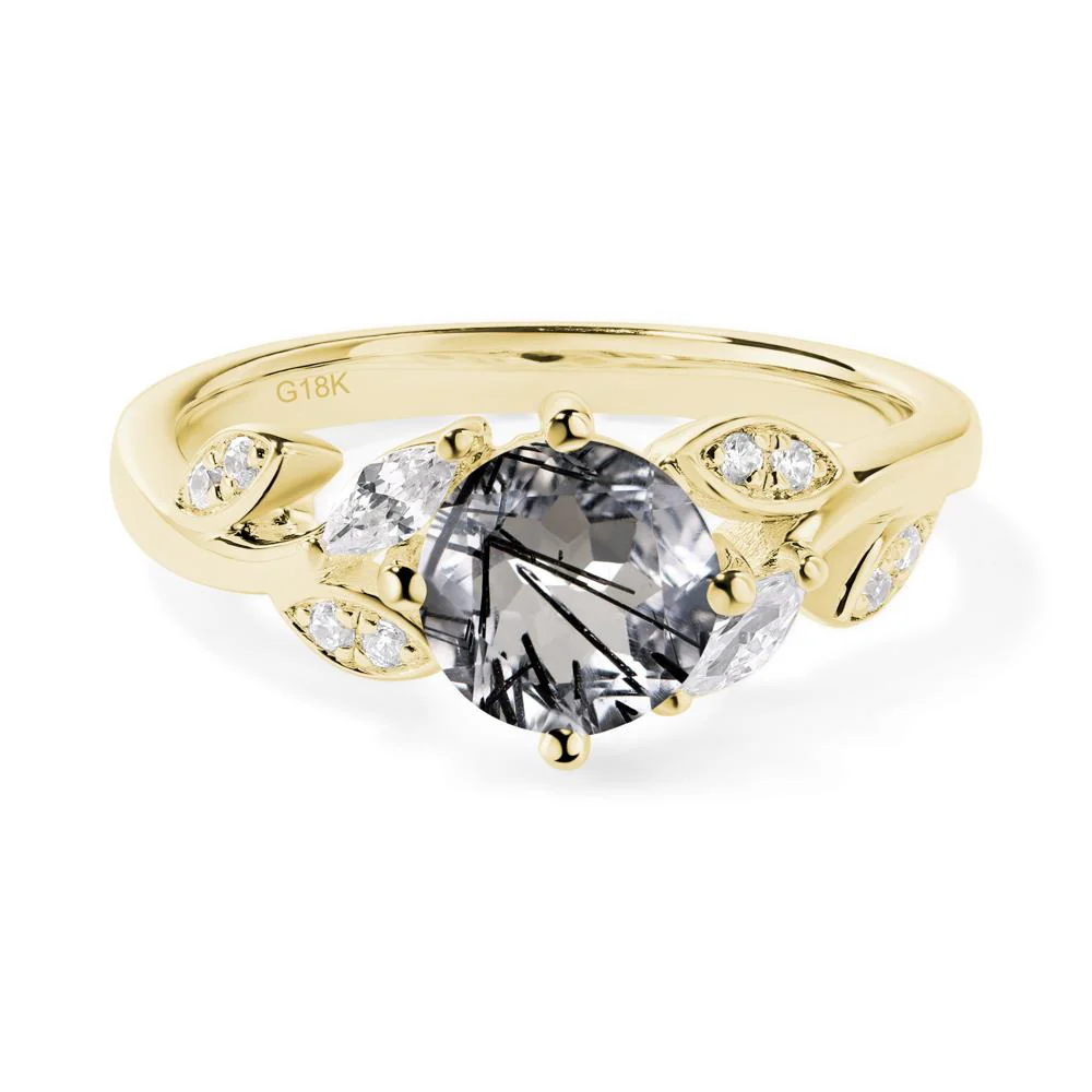 Vine Leaf Black Rutilated Quartz Engagement Ring - Image 7
