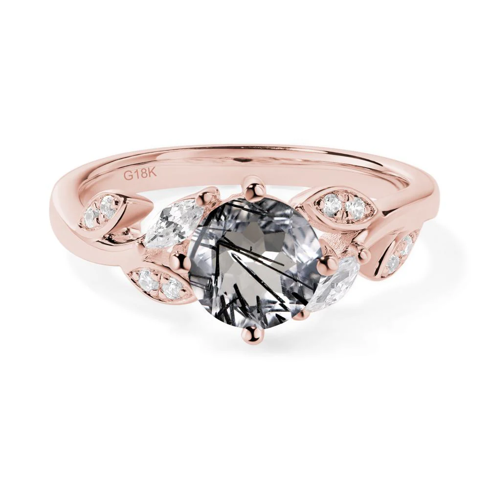 Vine Leaf Black Rutilated Quartz Engagement Ring - Image 8