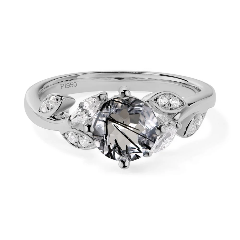 Vine Leaf Black Rutilated Quartz Engagement Ring - Image 9