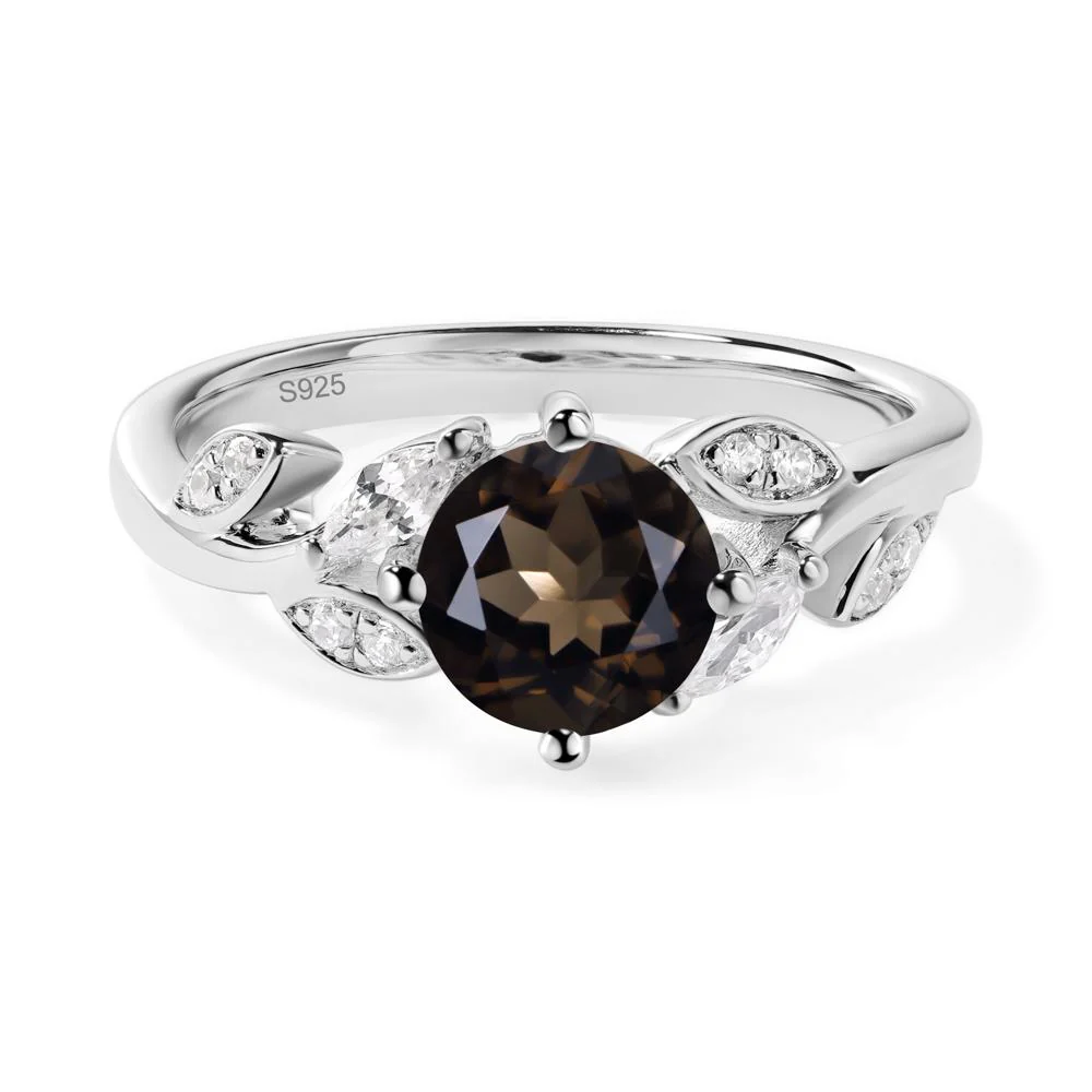 Vine Leaf Smoky Quartz Engagement Ring