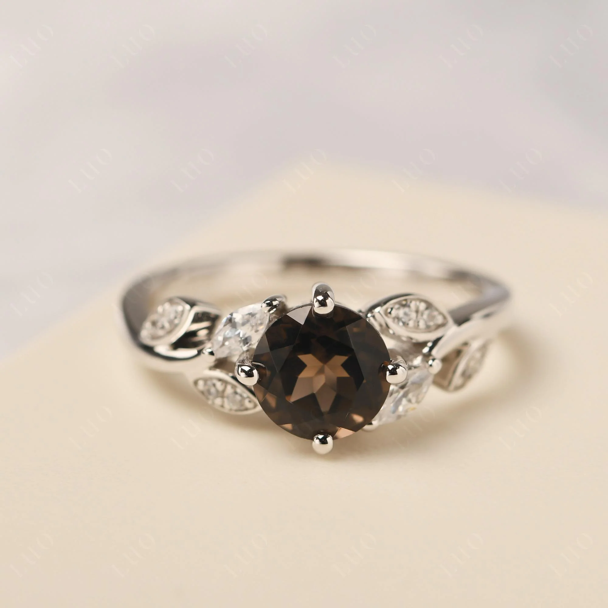 Vine Leaf Smoky Quartz Engagement Ring - Image 29