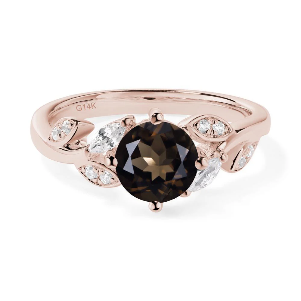 Vine Leaf Smoky Quartz Engagement Ring - Image 5