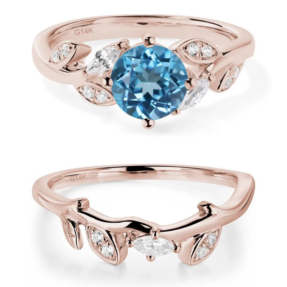 Vine Leaf Swiss Blue Topaz Engagement Ring - Image 11