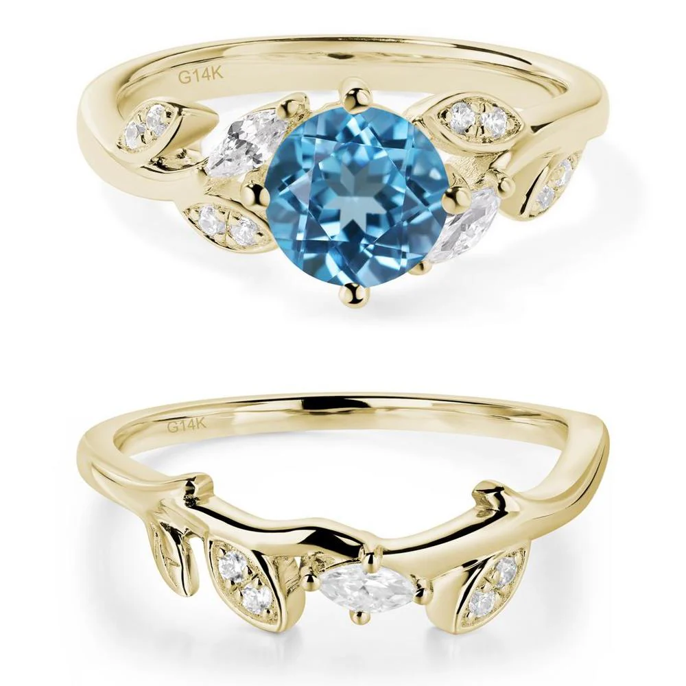 Vine Leaf Swiss Blue Topaz Engagement Ring - Image 15