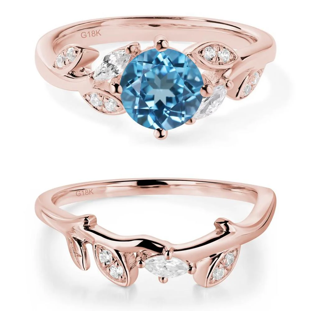 Vine Leaf Swiss Blue Topaz Engagement Ring - Image 17