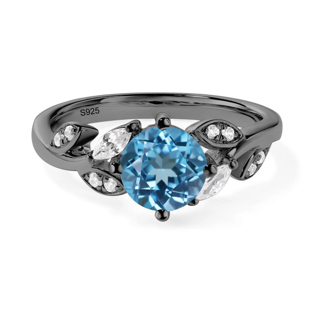 Vine Leaf Swiss Blue Topaz Engagement Ring - Image 2