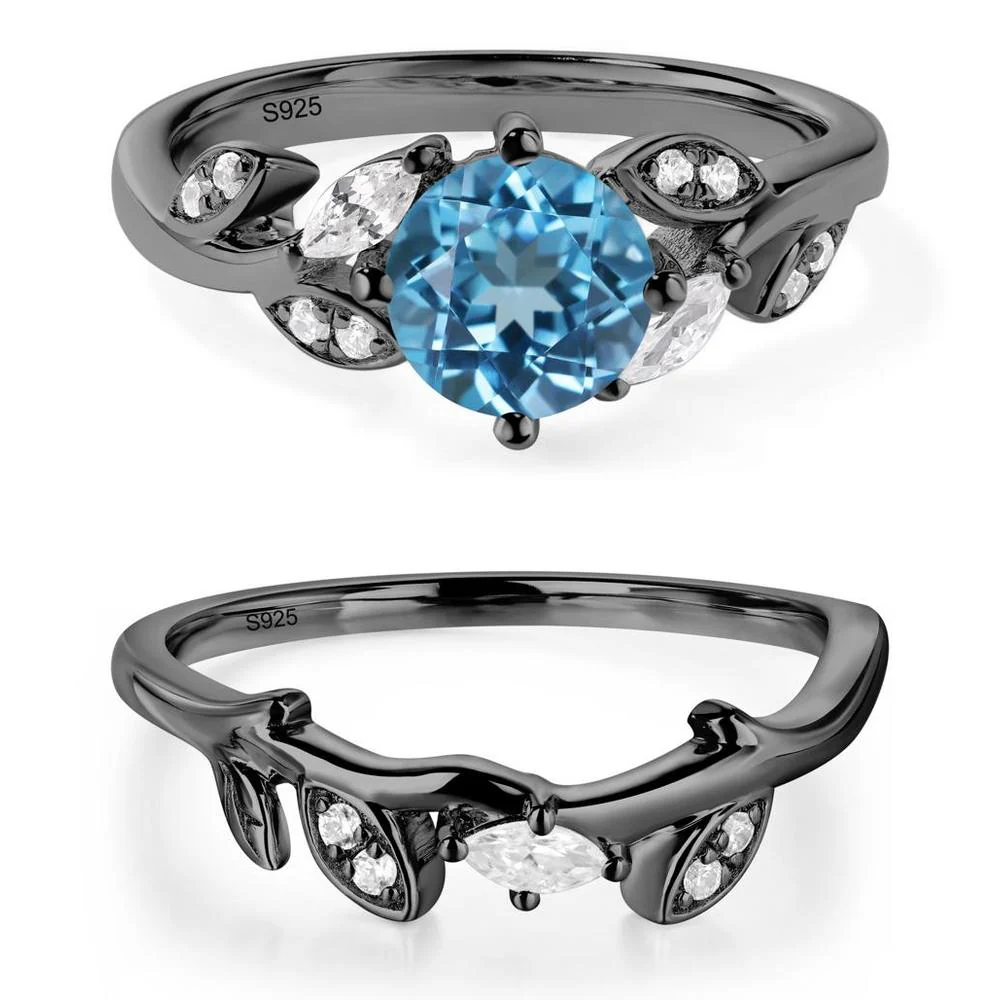 Vine Leaf Swiss Blue Topaz Engagement Ring - Image 23
