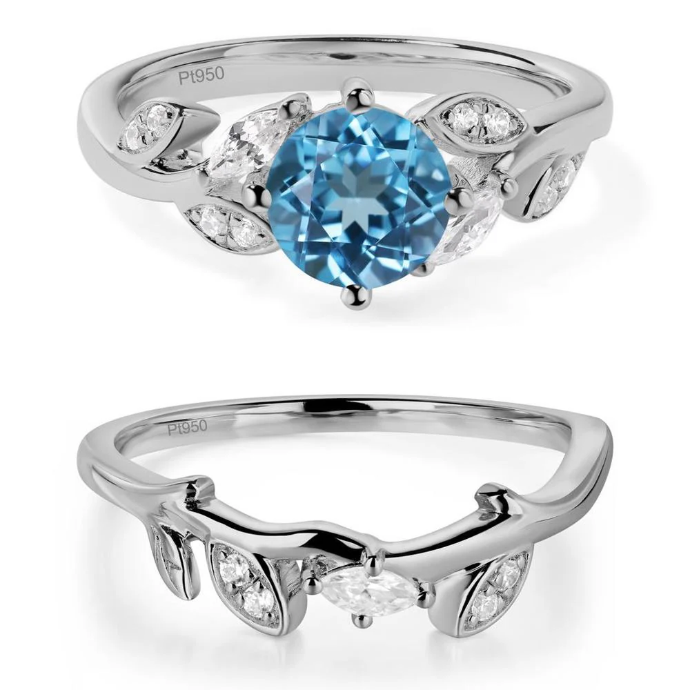 Vine Leaf Swiss Blue Topaz Engagement Ring - Image 25