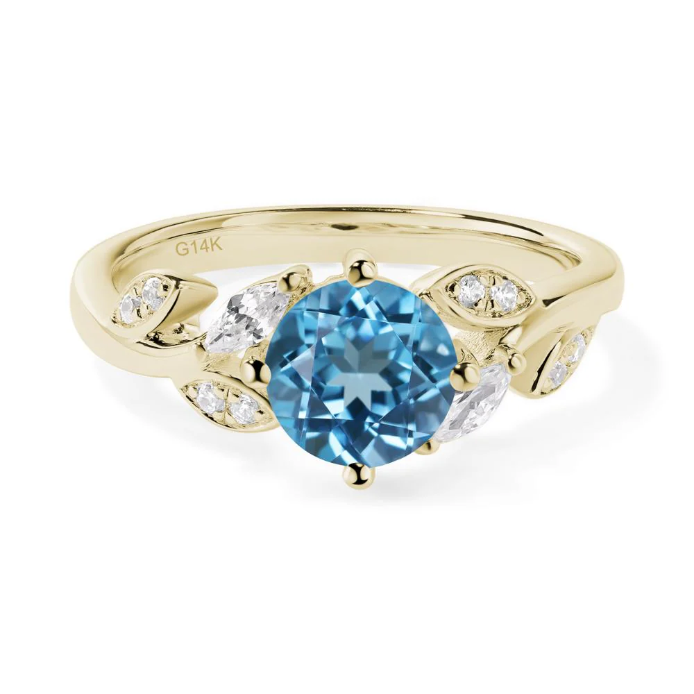 Vine Leaf Swiss Blue Topaz Engagement Ring - Image 4