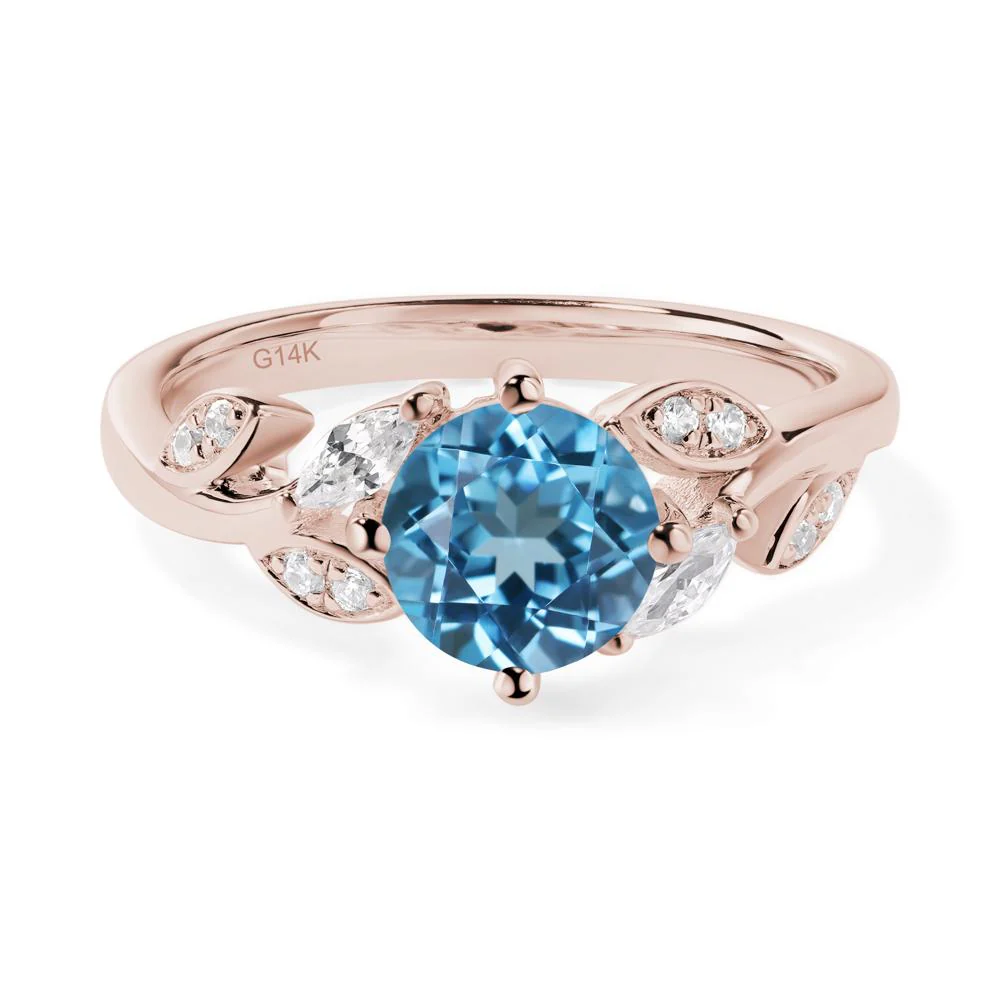 Vine Leaf Swiss Blue Topaz Engagement Ring - Image 5