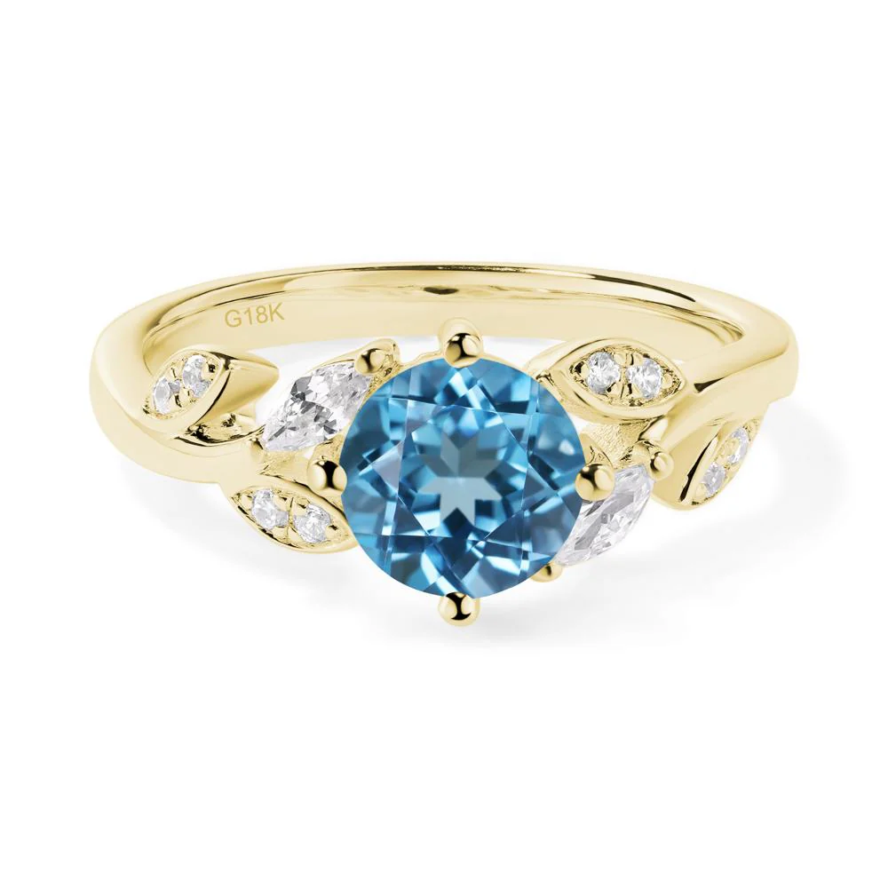 Vine Leaf Swiss Blue Topaz Engagement Ring - Image 7