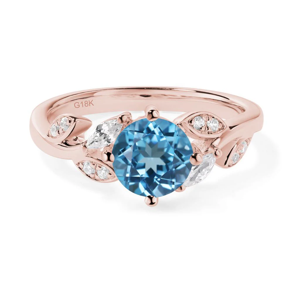 Vine Leaf Swiss Blue Topaz Engagement Ring - Image 8