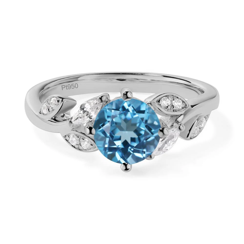 Vine Leaf Swiss Blue Topaz Engagement Ring - Image 9