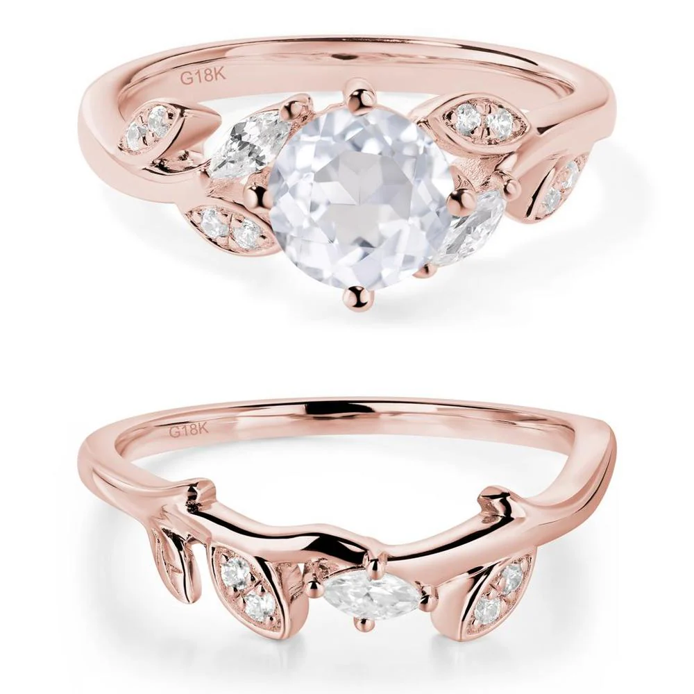 Vine Leaf White Topaz Engagement Ring - Image 17