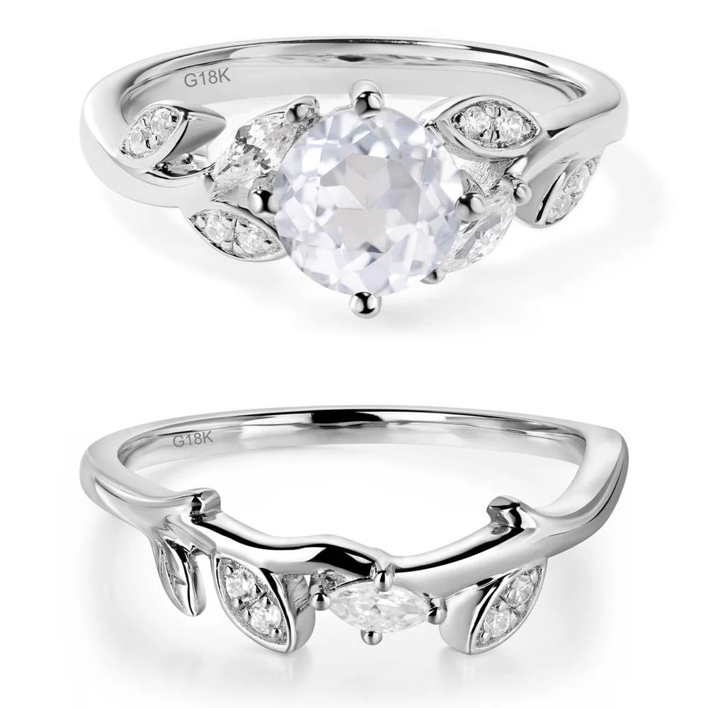 Vine Leaf White Topaz Engagement Ring - Image 19