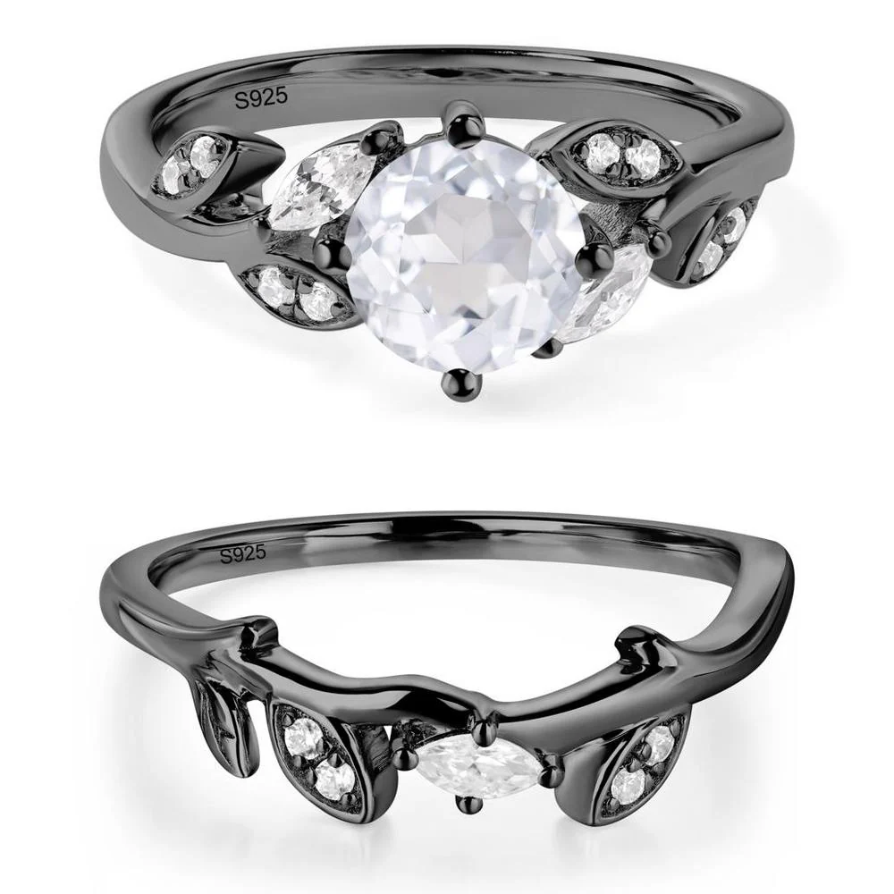 Vine Leaf White Topaz Engagement Ring - Image 23