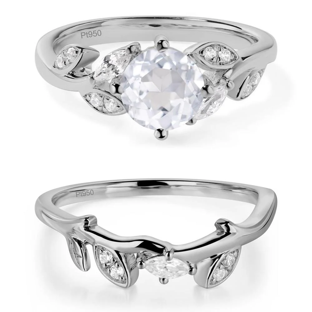 Vine Leaf White Topaz Engagement Ring - Image 25