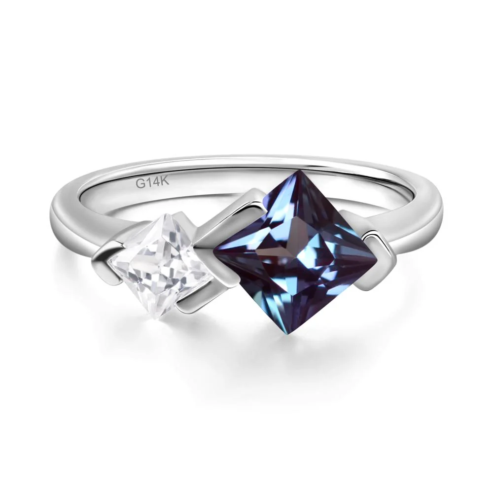 Kite Set 2 Stone Princess Cut Alexandrite Ring - Image 3