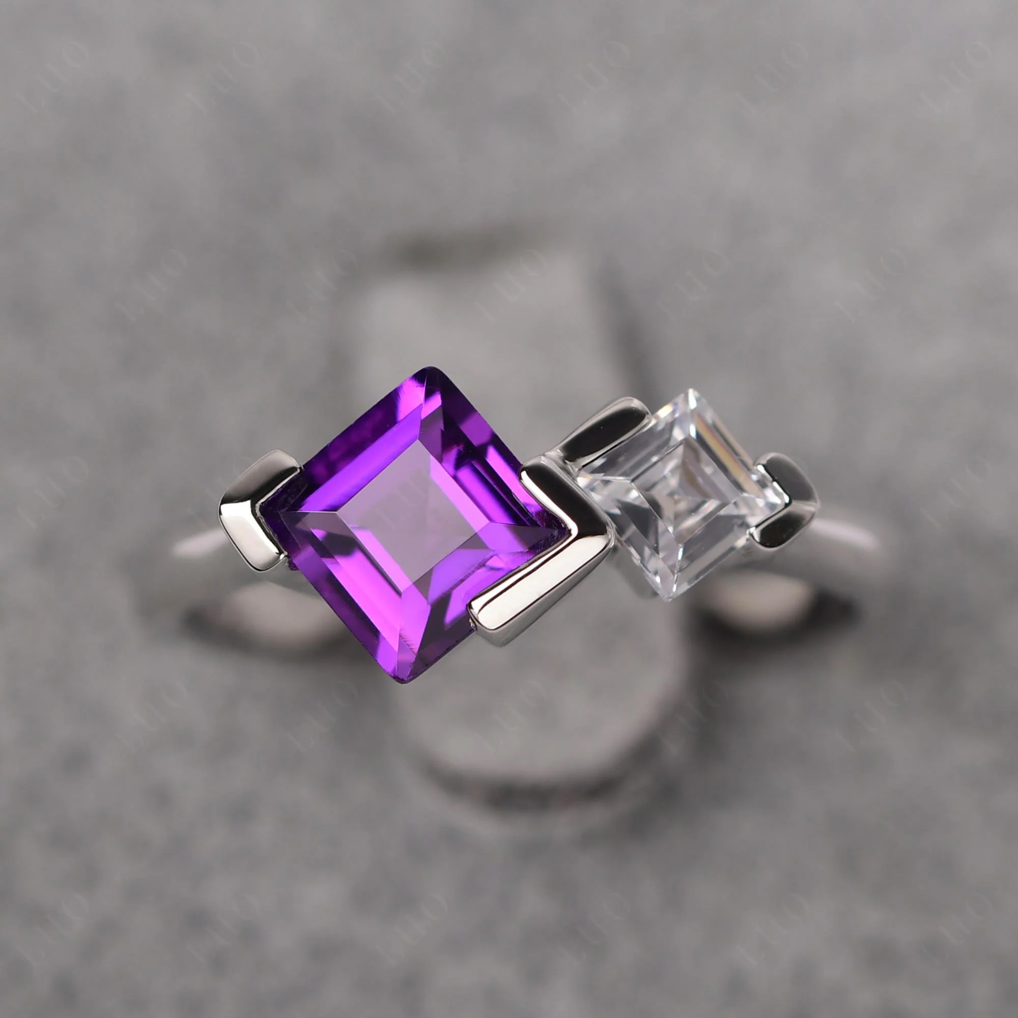 Amethyst Square Cut Engagement Ring - Image 11